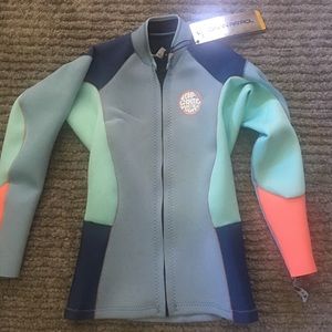 Rip curl color block front zip wetsuit top